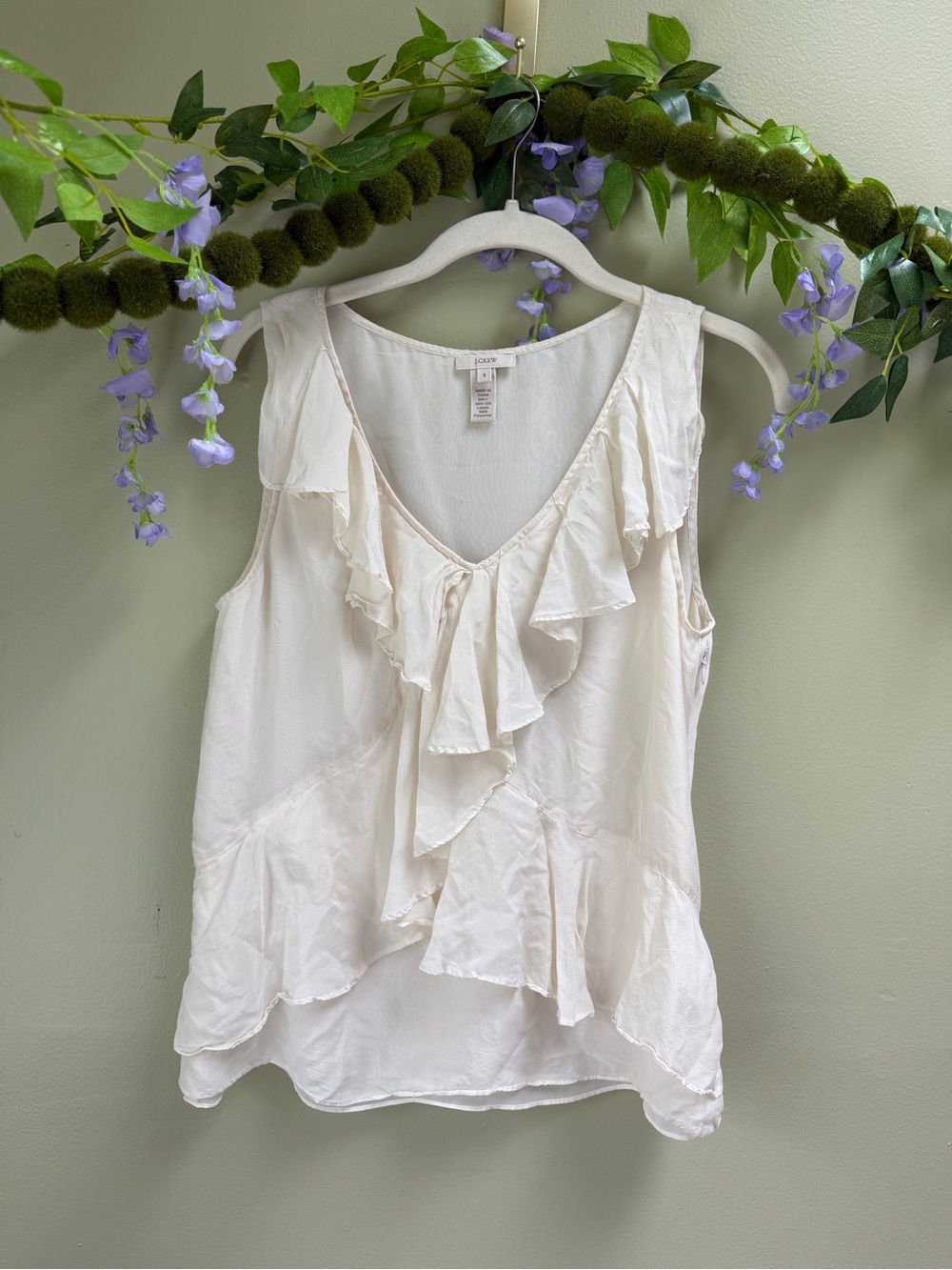 VTG Y2K J. Crew SILK Tank in Ivory, size 8/M